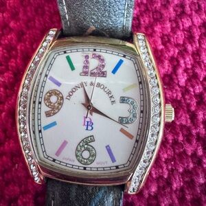 Dooney & Bourke Colorful Dial Watch with Crystal Trim and leather band